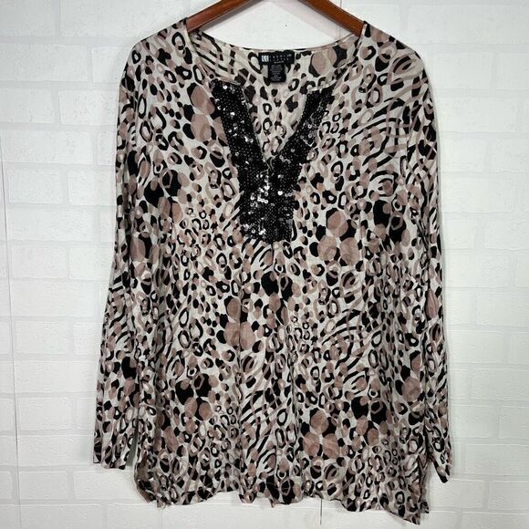 Carole Little Womens Tunic Top Size 2X Linen Blend - Picture 1 of 11